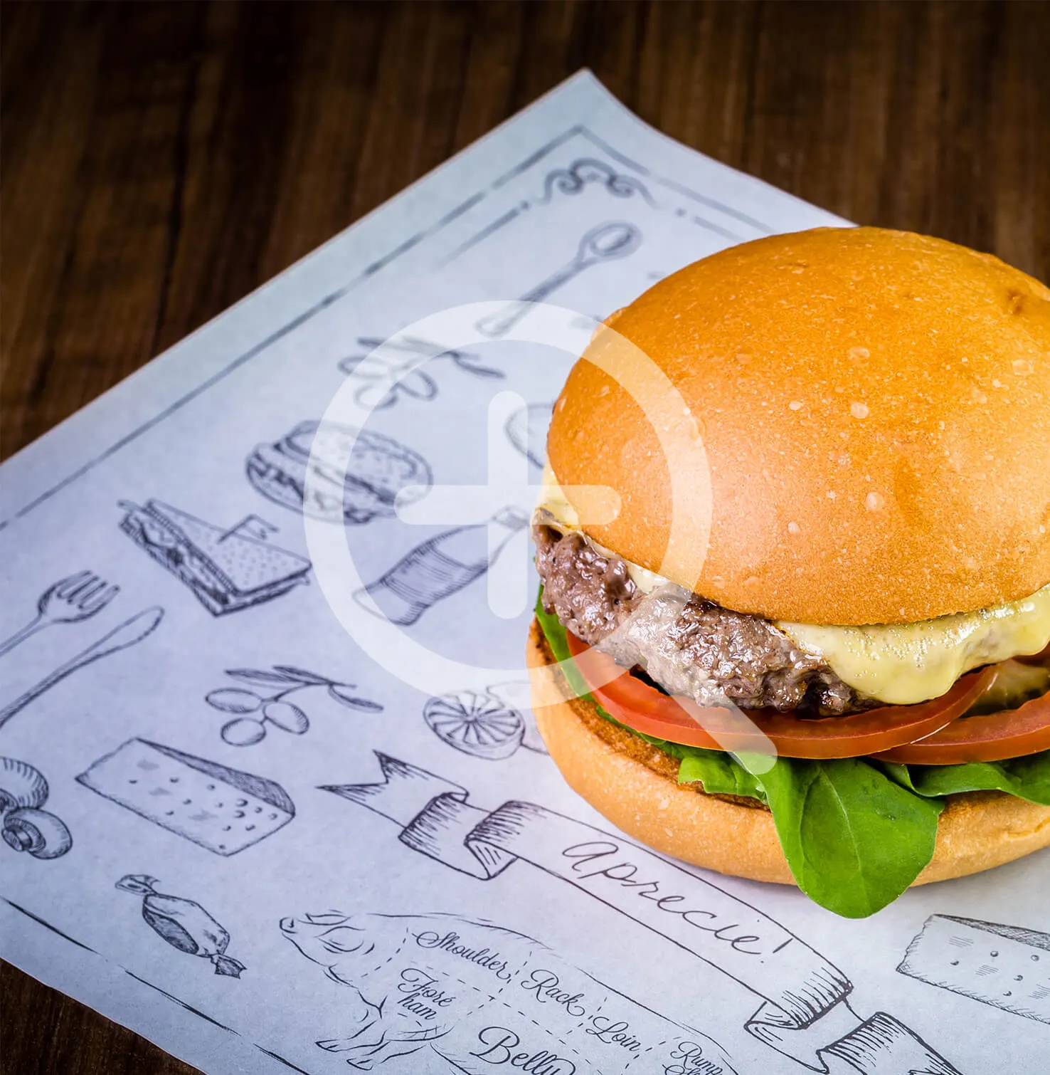 Hamburguesa Carne Artesanal Queso Hojas Rucula Mesa Madera 1 Copia Grandes Fabricantes de Bolsas de papel